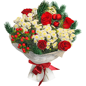 Новогодний букет из роз