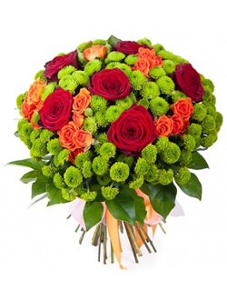 Композиция с розами Зеленый тропик