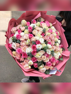 Букет из эустомы, розы и эвкалипта Wild Look