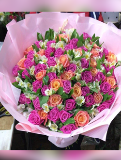 Букет из роз и эустомы "Остин"