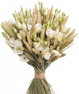 Букет из пшеницы и эустомы "Солано"