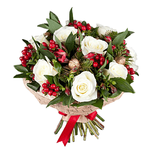 Новогодняя композиция с розами