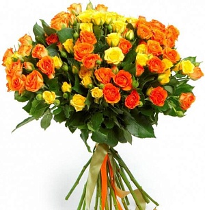 19 кустовых роз с лентой