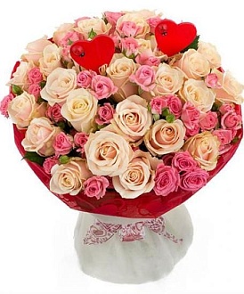 Кустовые розы Премиум "От сердца к сердцу-Люкс"