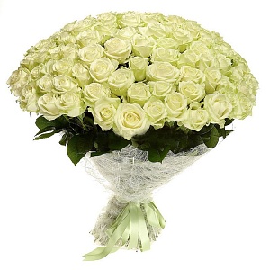 Букет из 101 нежно-белой розы