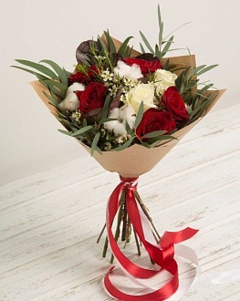 Зимний букет с хлопком