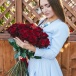 Букет с 25 красными розами 70см