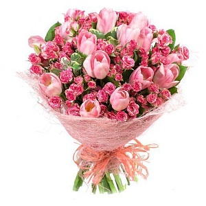 Большой букет "Розовый закат"