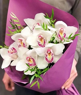 Фото Букет из белых орхидей "Тропиканка"