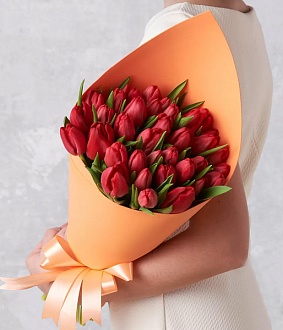 Букет из 35 красных тюльпанов
