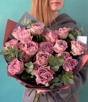 Фото Розы в букете "Розовое небо"