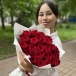 Красно-белый букет в фоамиране с атласной лентой Красно-белый букет в фоамиране с атласной лентой