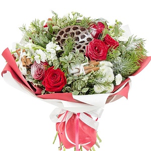 Флористический новогодний букет