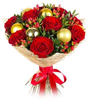 Зимний букет роз "Золотая звезда"