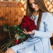 Букет из 11 бордовых роз 70см Фото Букет из 11 бордовых роз 70см