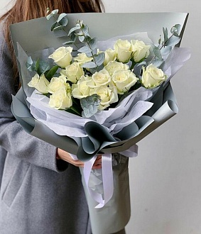 Стильный букет из роз "Нежные сердца"